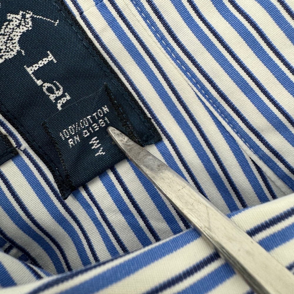 Ralph Lauren Mens Classic Fit Striped Button Down Shirt Blue White XL - Picture 5 of 8